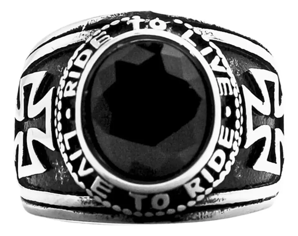 Anillo Cruz Color Plata Acero Inoxidable Piedra Roja Hombre 7