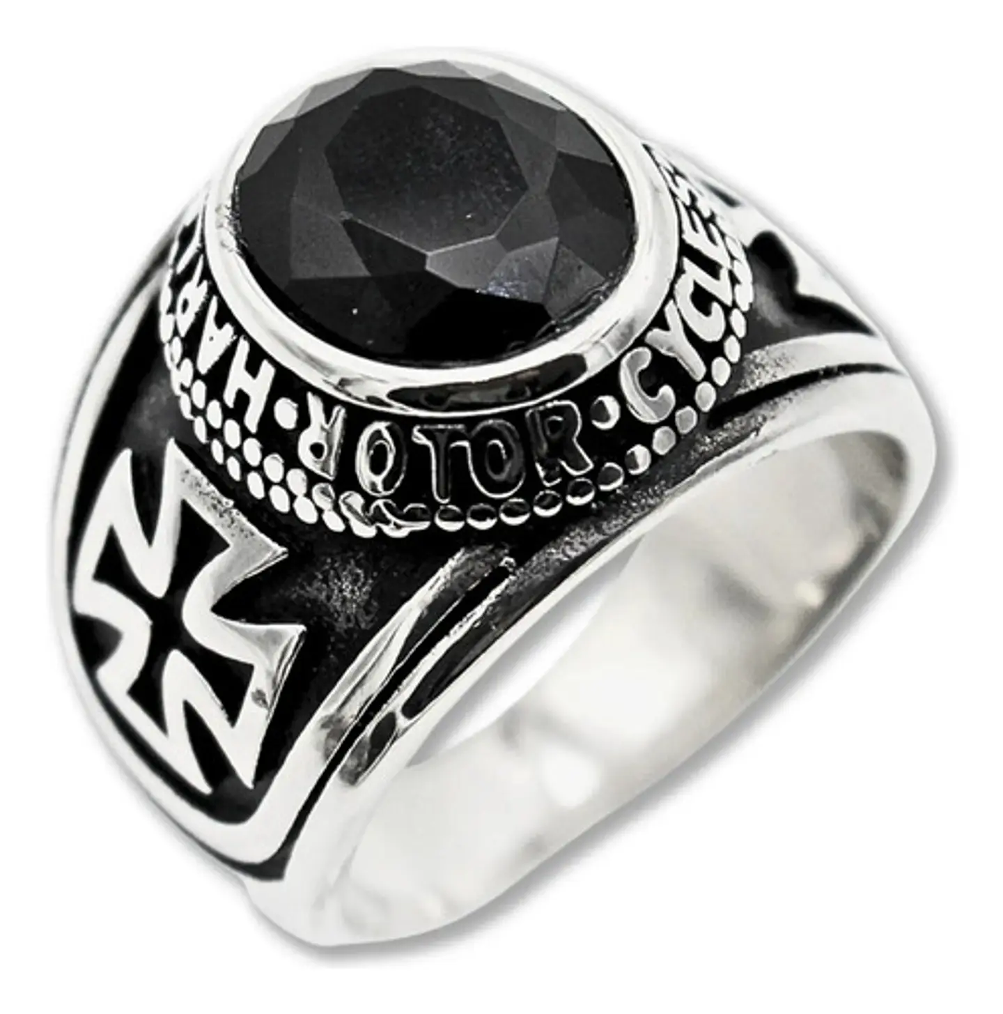 Anillo Cruz Color Plata Acero Inoxidable Piedra Roja Hombre 10