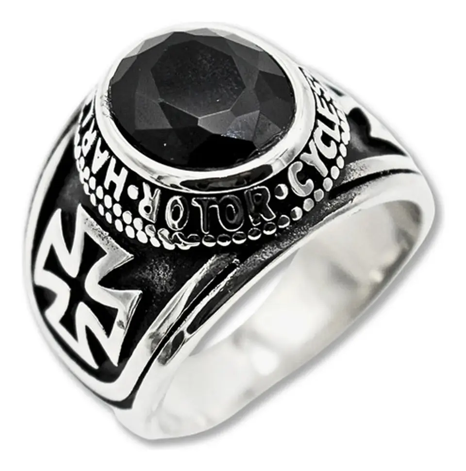 Anillo Cruz Color Plata Acero Inoxidable Piedra Roja Hombre 10
