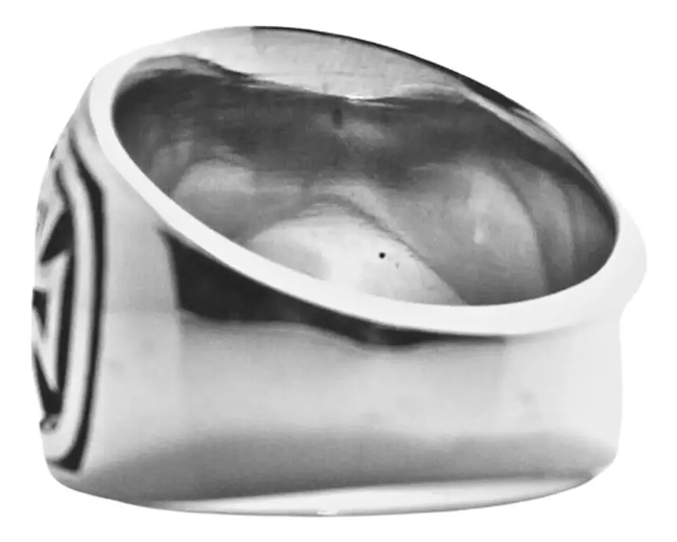 Anillo Cruz Color Plata Acero Inoxidable Piedra Roja Hombre 11