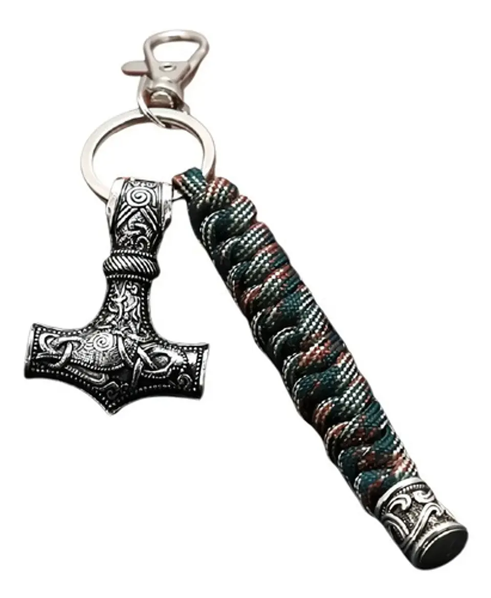 Llavero Supervivencia Paracord Vikingo Thor Martillo Hombre 8