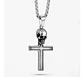Collar Color Plata Dije Calavera Craneo Gotico Acero Hombre - Miniatura 1
