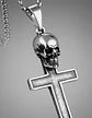 Collar Color Plata Dije Calavera Craneo Gotico Acero Hombre - Miniatura 3