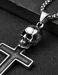 Collar Color Plata Dije Calavera Craneo Gotico Acero Hombre - Miniatura 5