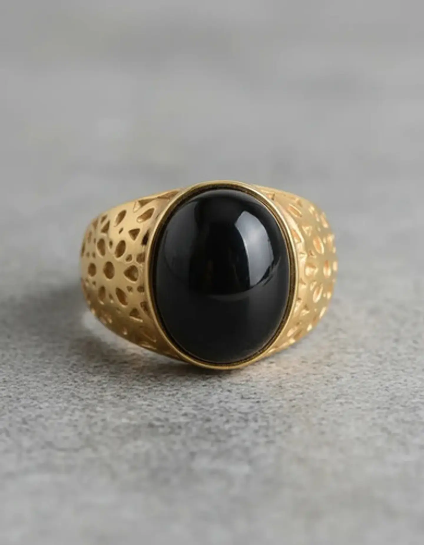 Anillo Color Oro Piedra Natural Acero Inoxidable Para Hombre 4