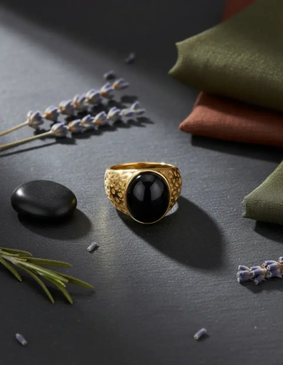 Anillo Color Oro Piedra Natural Acero Inoxidable Para Hombre 5