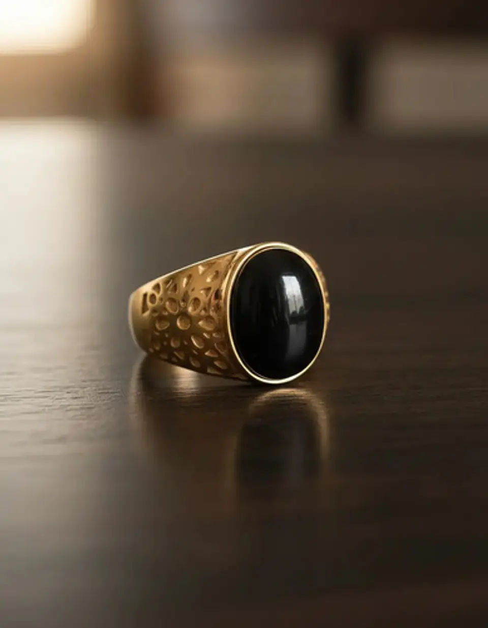 Anillo Color Oro Piedra Natural Acero Inoxidable Para Hombre 7