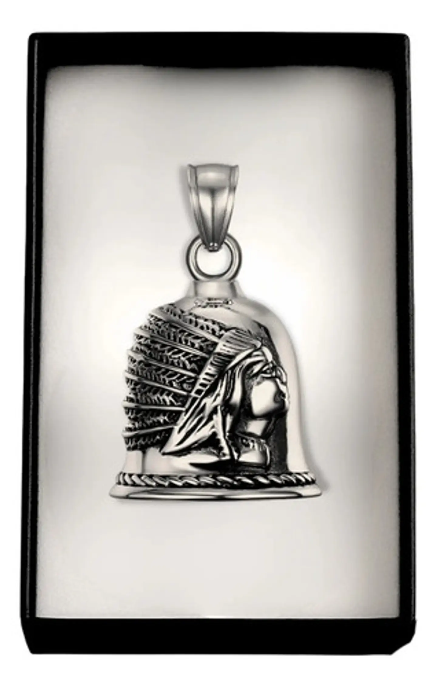 Dije Hombre Y Mujer Colgante Bell Campana Indio Pluma Acero 6