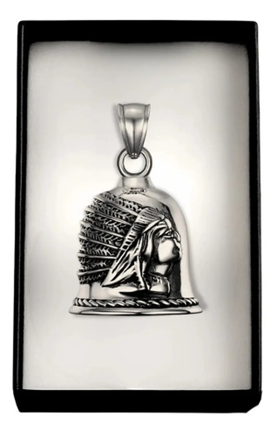 Dije Hombre Y Mujer Colgante Bell Campana Indio Pluma Acero 6