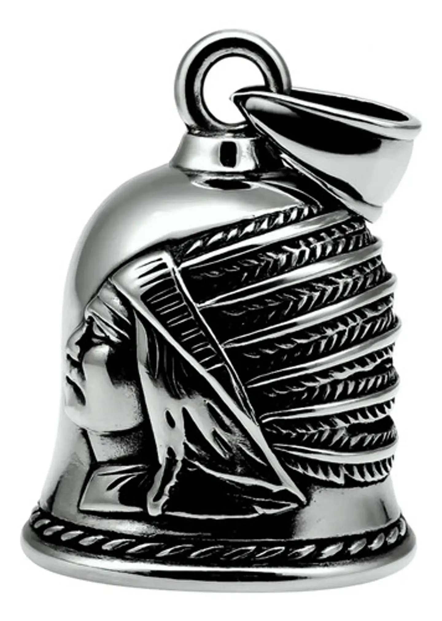 Dije Hombre Y Mujer Colgante Bell Campana Indio Pluma Acero 7