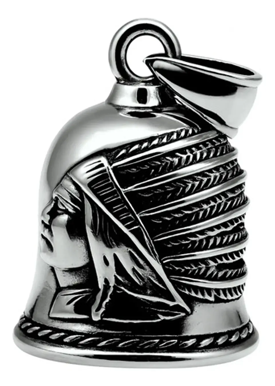 Dije Hombre Y Mujer Colgante Bell Campana Indio Pluma Acero 7