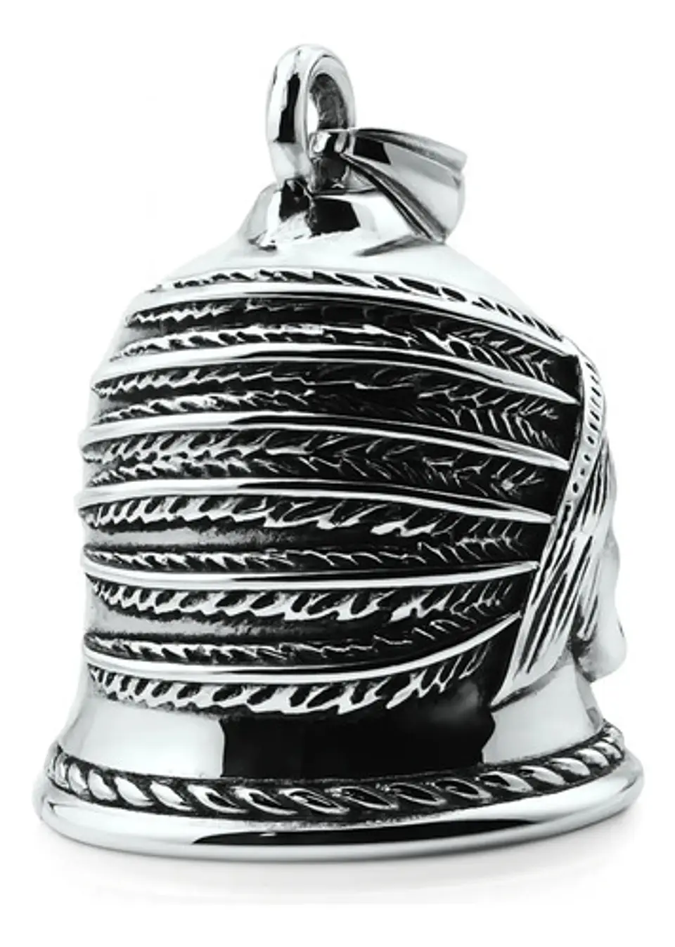 Dije Hombre Y Mujer Colgante Bell Campana Indio Pluma Acero 8