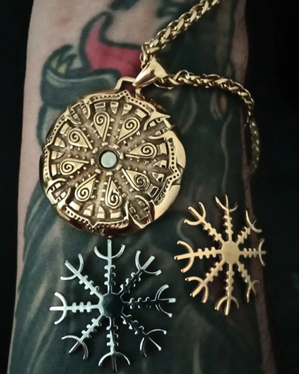 Collar De Acero Para Hombres Dije Brújula Nórdica Valknut 5