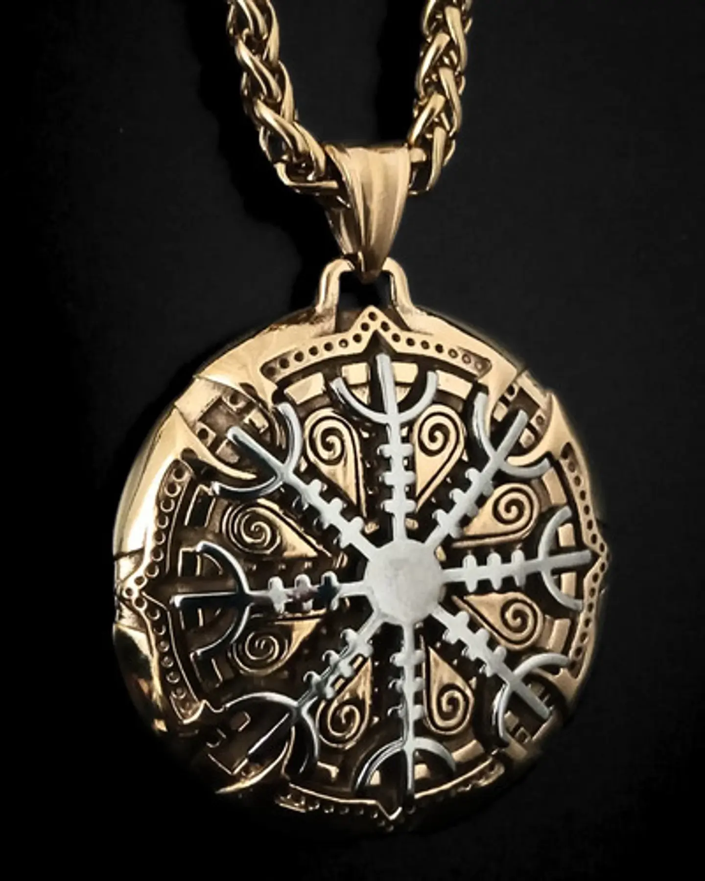 Collar De Acero Para Hombres Dije Brújula Nórdica Valknut 7