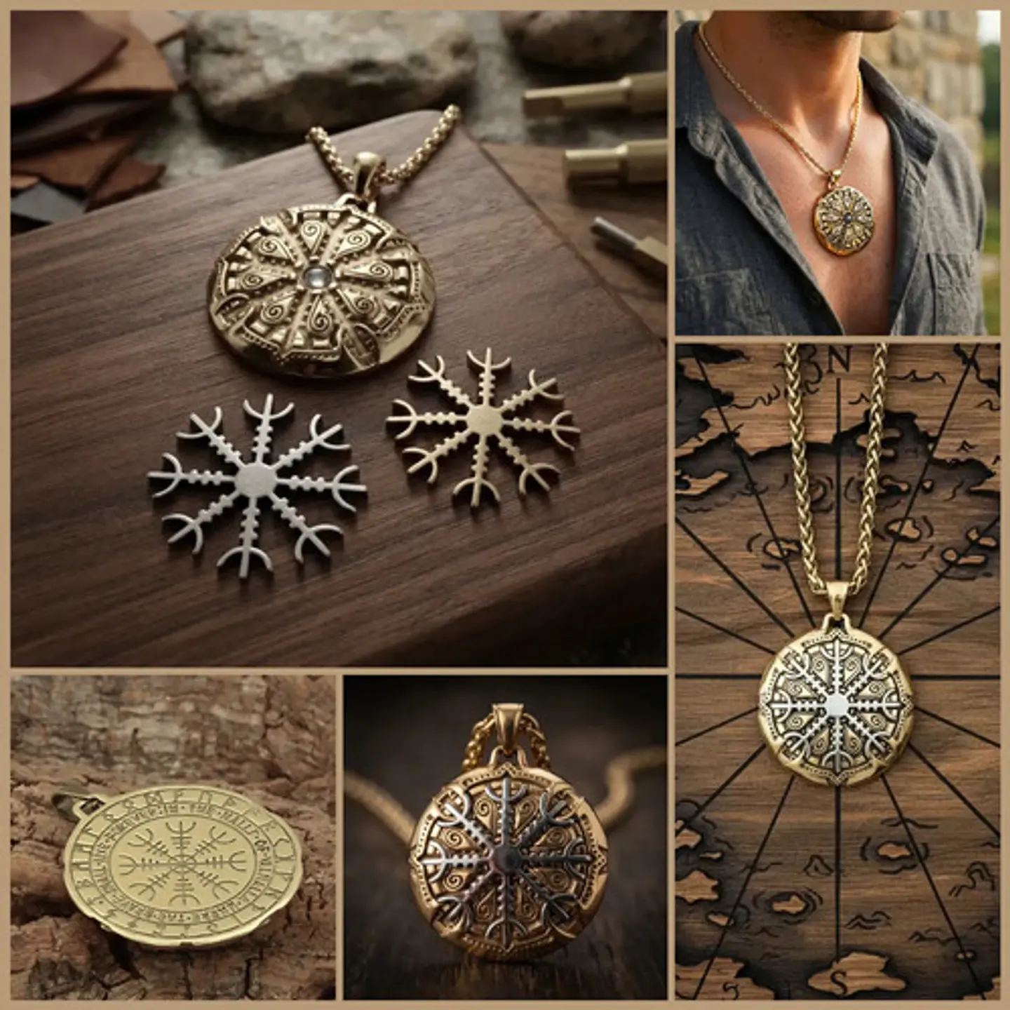 Collar De Acero Para Hombres Dije Brújula Nórdica Valknut 12