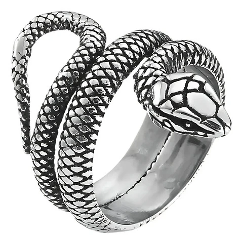Anillo Serpiente Color Plata Acero Inoxidable Hombre Y Mujer