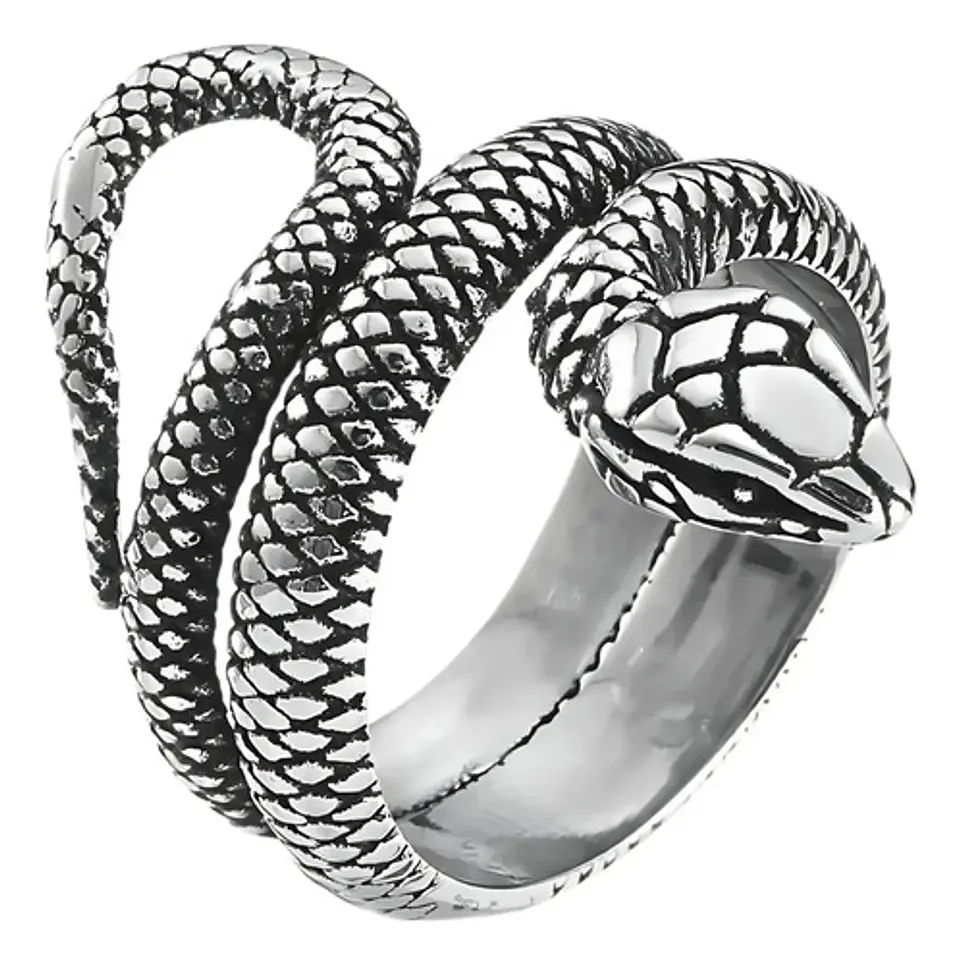 Anillo Serpiente Color Plata Acero Inoxidable Hombre Y Mujer 1