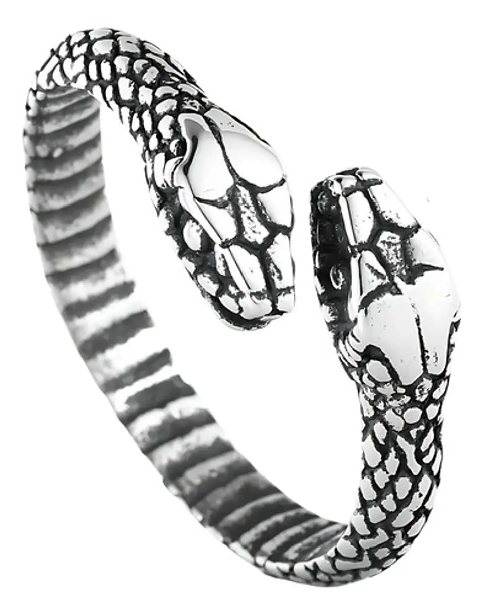 Anillo Serpiente Color Plata Acero Inoxidable Hombre Y Mujer 17