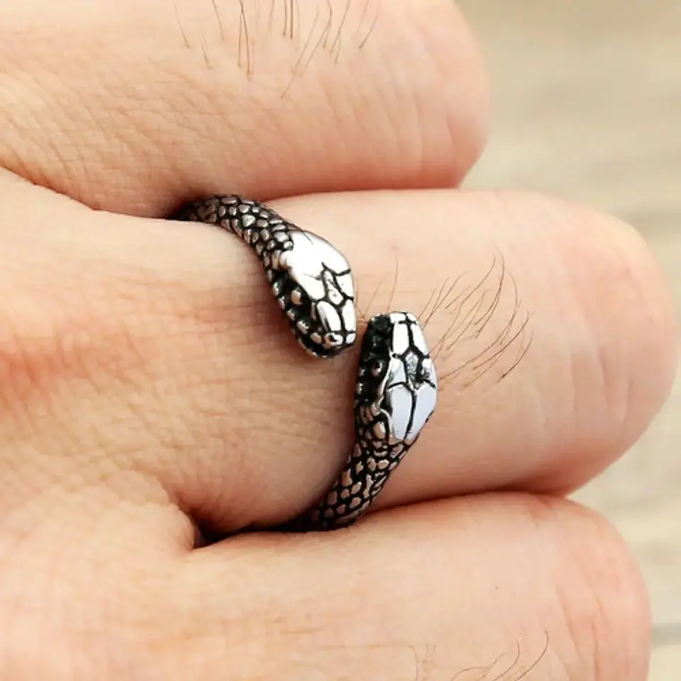 Anillo Serpiente Color Plata Acero Inoxidable Hombre Y Mujer 18