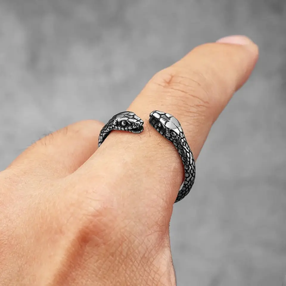 Anillo Serpiente Color Plata Acero Inoxidable Hombre Y Mujer 19