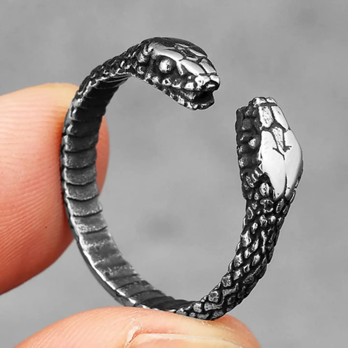 Anillo Serpiente Color Plata Acero Inoxidable Hombre Y Mujer 21
