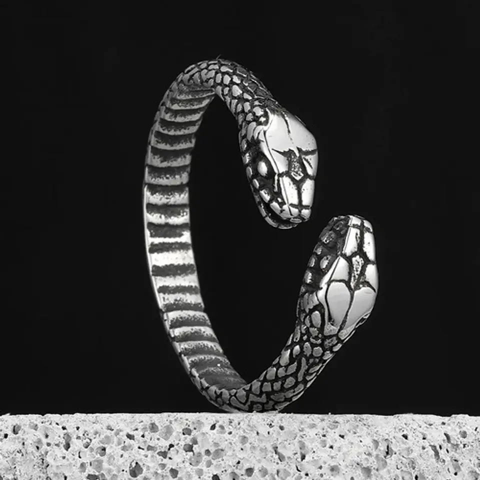 Anillo Serpiente Color Plata Acero Inoxidable Hombre Y Mujer 25