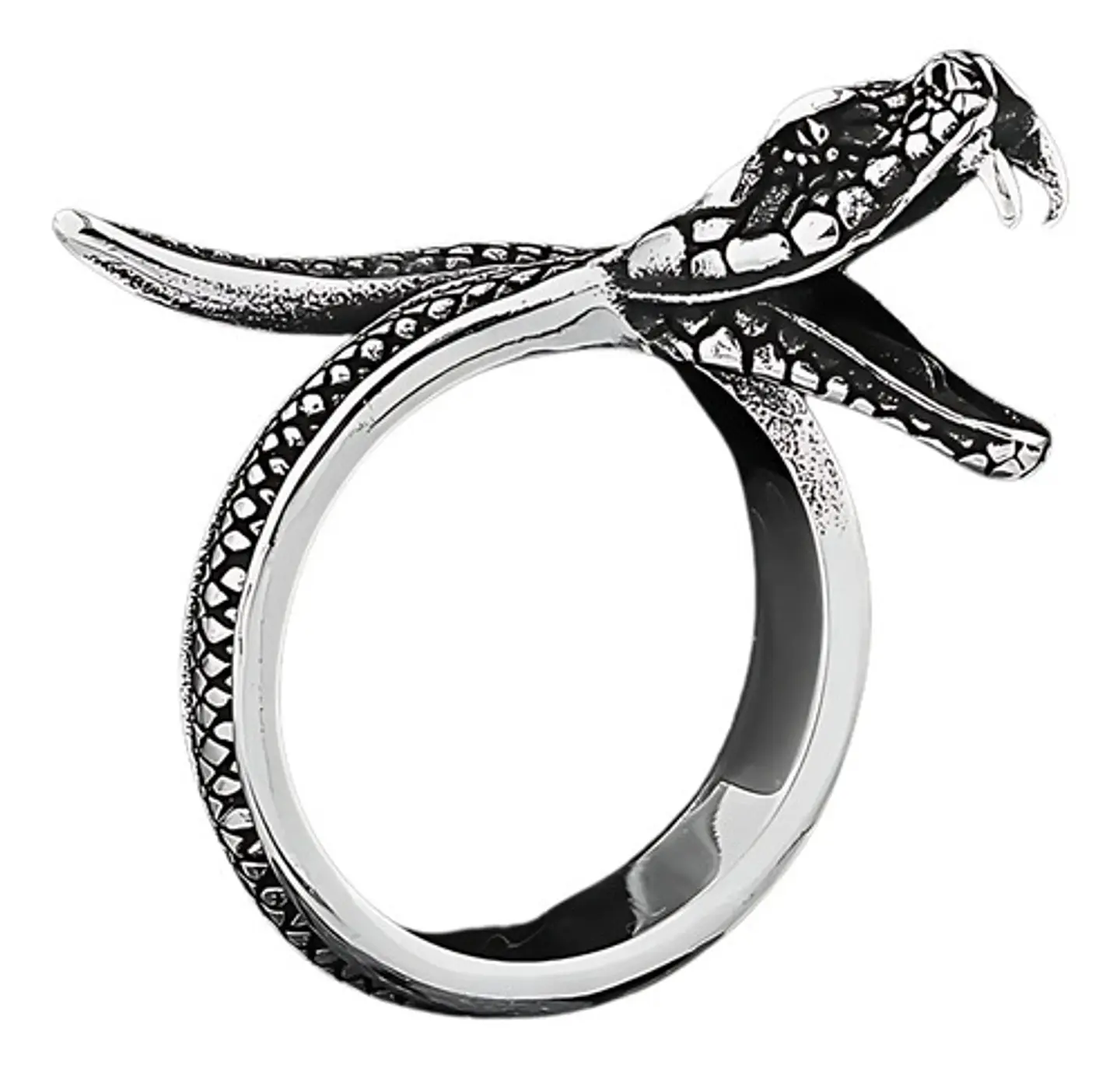 Anillo Serpiente Color Plata Acero Inoxidable Hombre Y Mujer 26