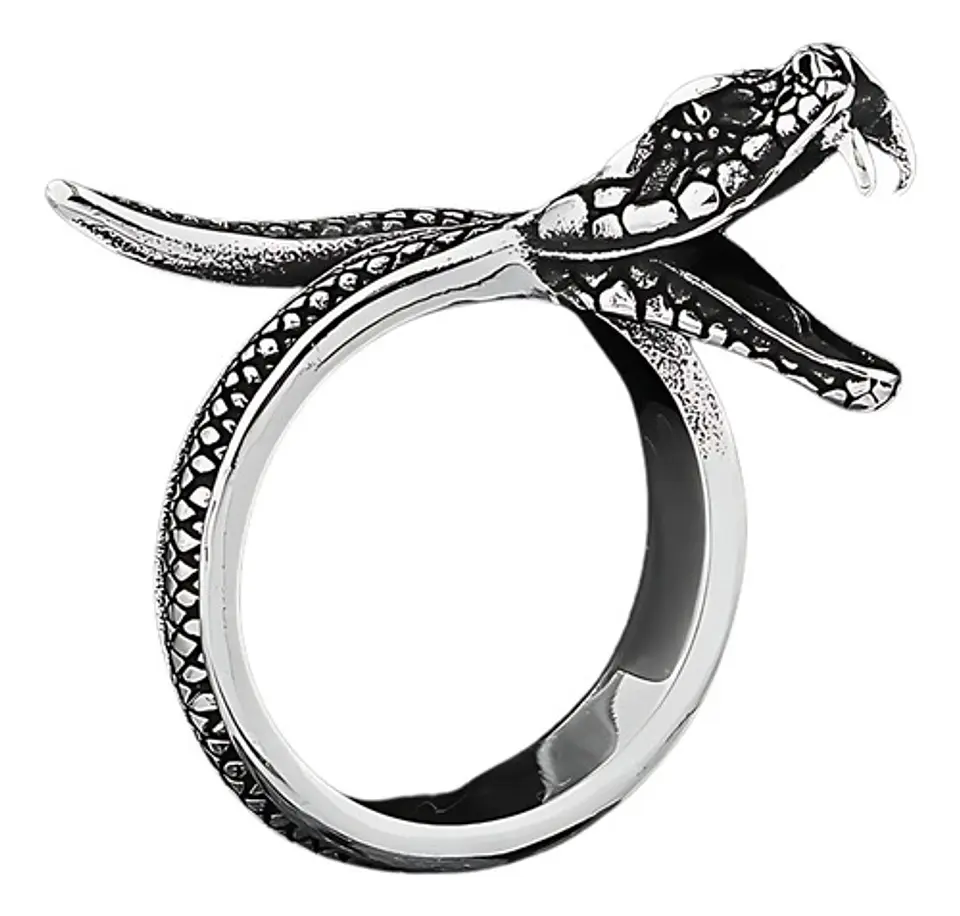 Anillo Serpiente Color Plata Acero Inoxidable Hombre Y Mujer 26