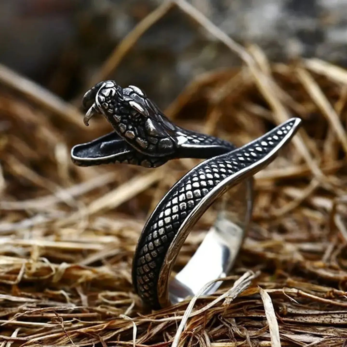 Anillo Serpiente Color Plata Acero Inoxidable Hombre Y Mujer 27