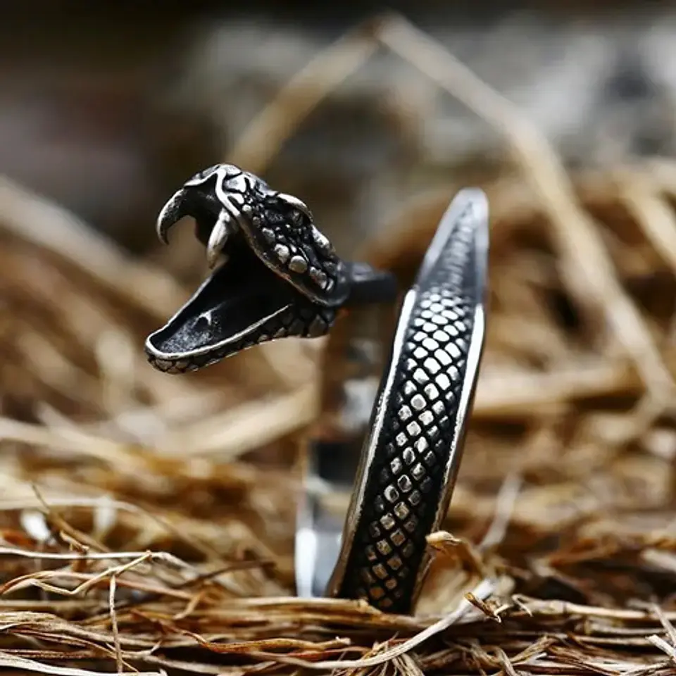 Anillo Serpiente Color Plata Acero Inoxidable Hombre Y Mujer 28