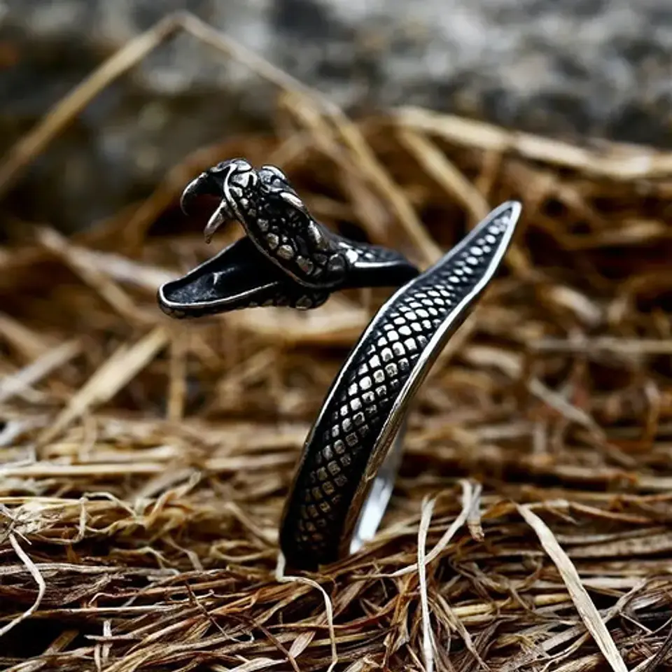 Anillo Serpiente Color Plata Acero Inoxidable Hombre Y Mujer 29