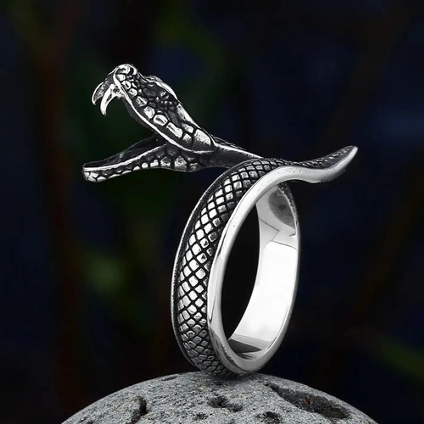 Anillo Serpiente Color Plata Acero Inoxidable Hombre Y Mujer 33