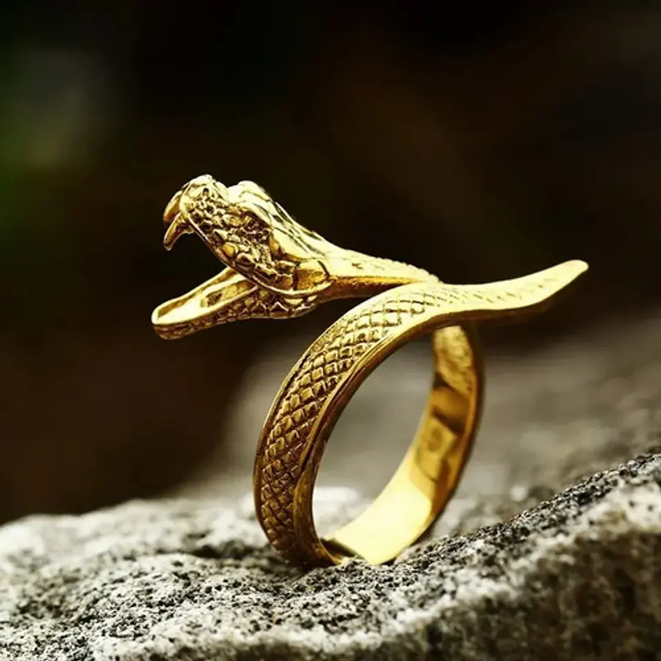 Anillo Serpiente Color Plata Acero Inoxidable Hombre Y Mujer 38