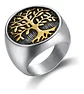 Anillo Arbol De La Vida Color Oro Acero Inoxidable Hombre - Miniatura 1