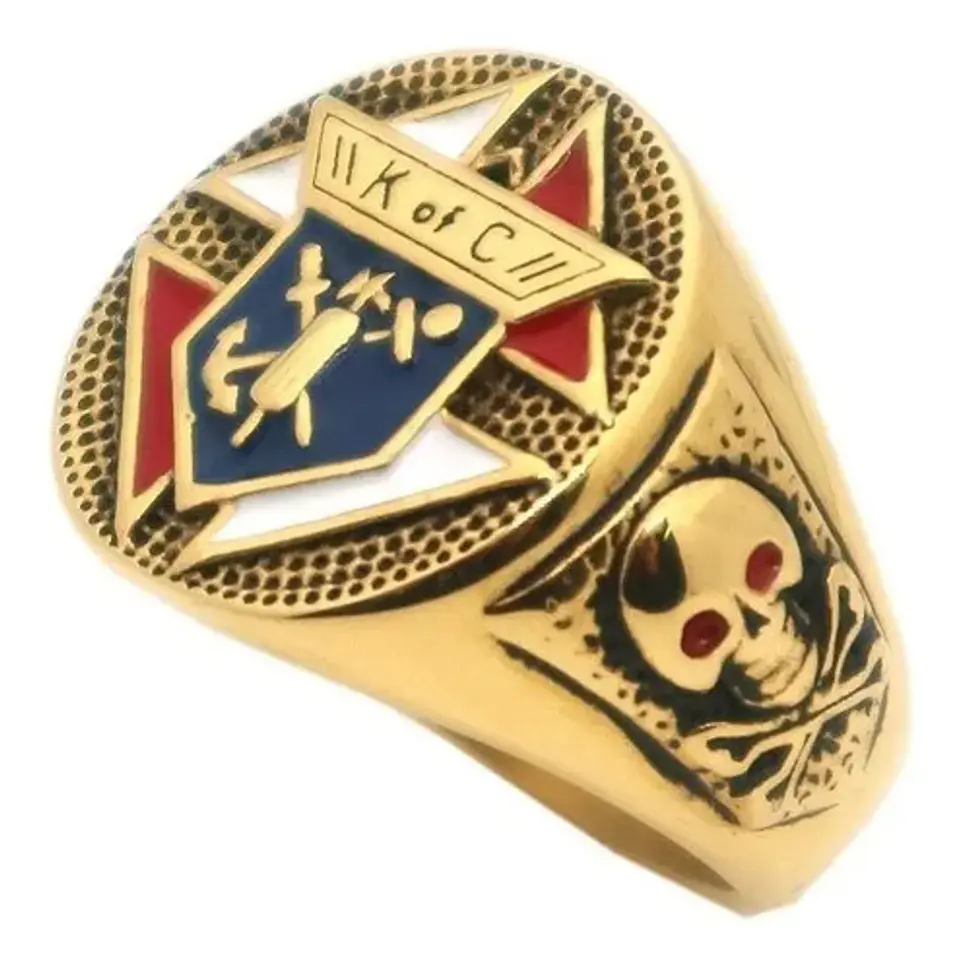 Anillo Caballeros De Colon Color Oro Acero Inoxidable Hombre 4