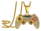 Collar Color Oro Acero Hip Hop Control Mando Piedras Hombre - Miniatura 1