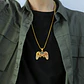 Collar Color Oro Acero Hip Hop Control Mando Piedras Hombre - Miniatura 2