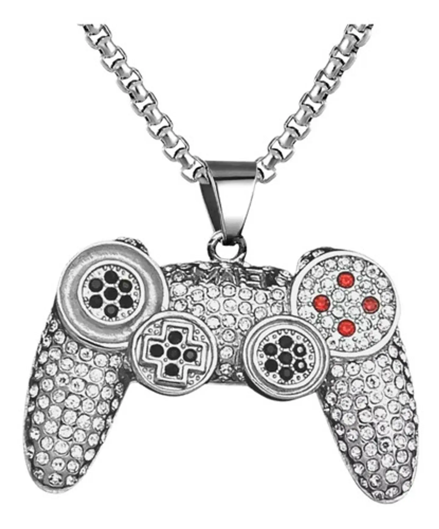 Collar Color Oro Acero Hip Hop Control Mando Piedras Hombre 6