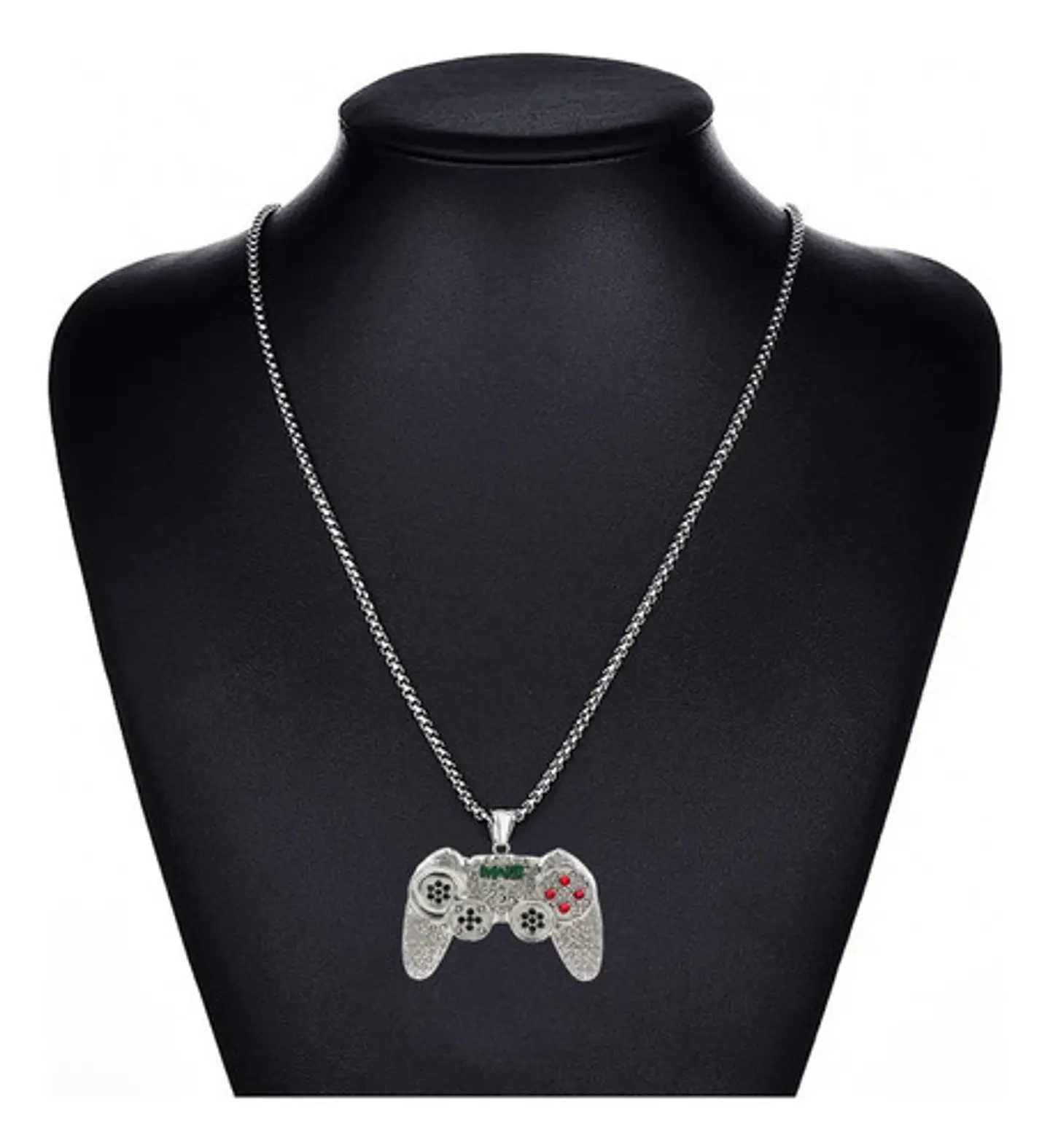 Collar Color Oro Acero Hip Hop Control Mando Piedras Hombre 7