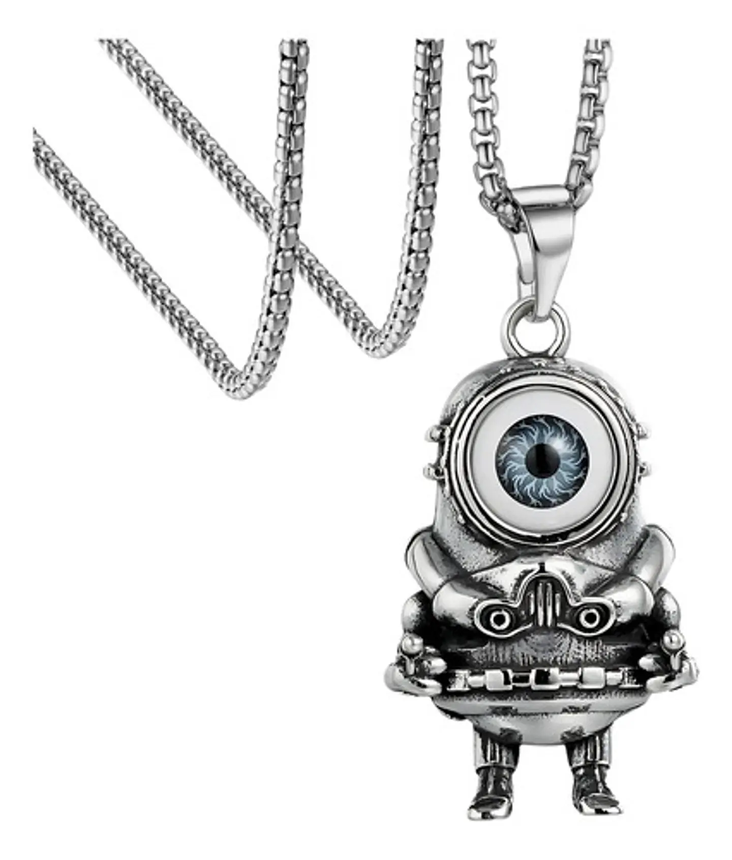 Collar Color Plata Dije Minion Robot Acero Inoxidable Hombre 1