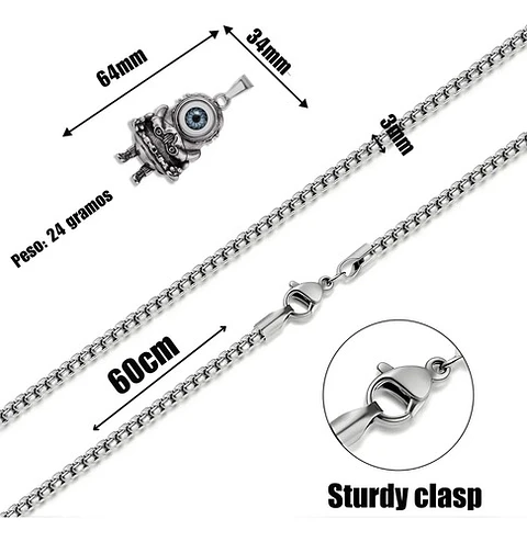 Collar Color Plata Dije Minion Robot Acero Inoxidable Hombre