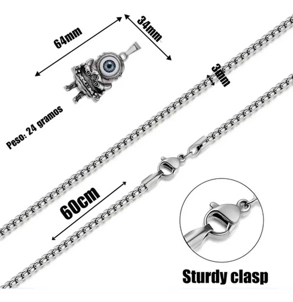 Collar Color Plata Dije Minion Robot Acero Inoxidable Hombre 2