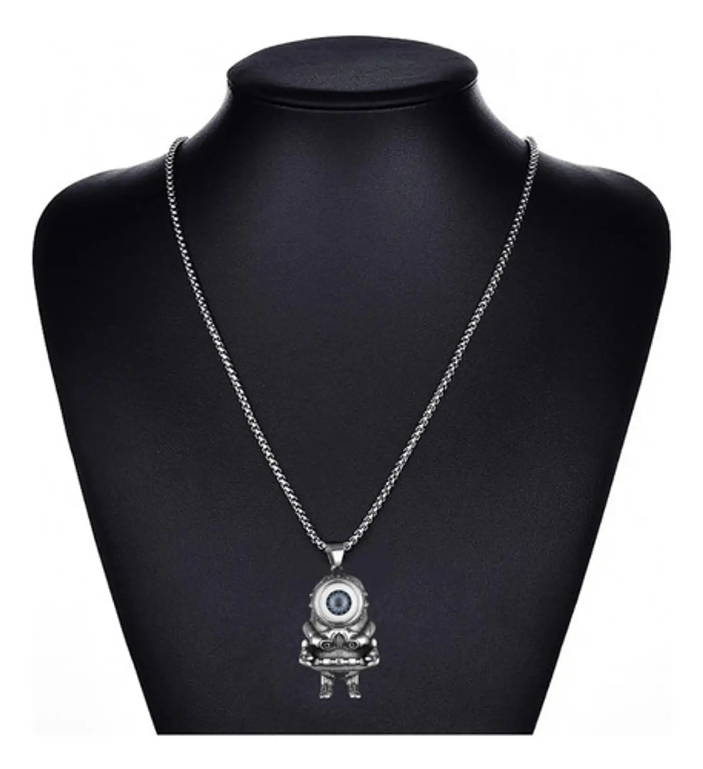 Collar Color Plata Dije Minion Robot Acero Inoxidable Hombre 4