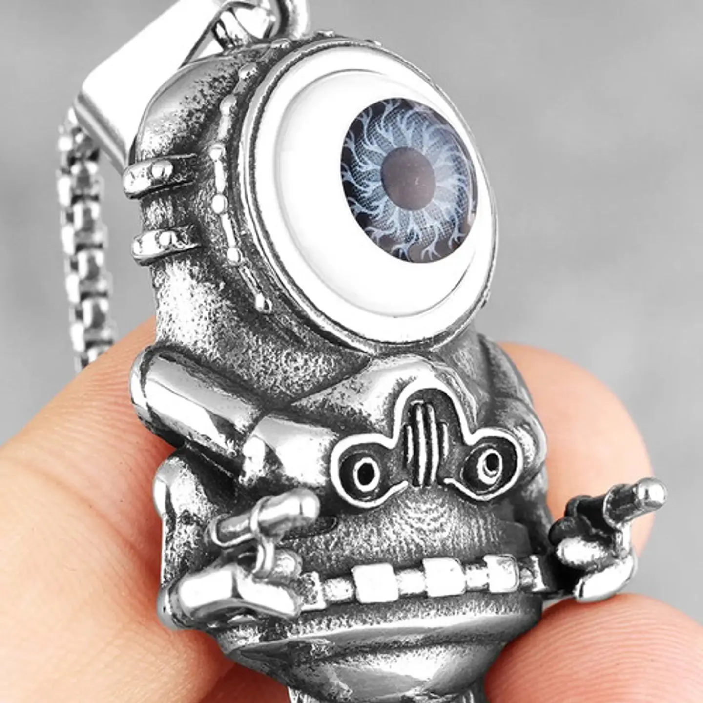 Collar Color Plata Dije Minion Robot Acero Inoxidable Hombre 9