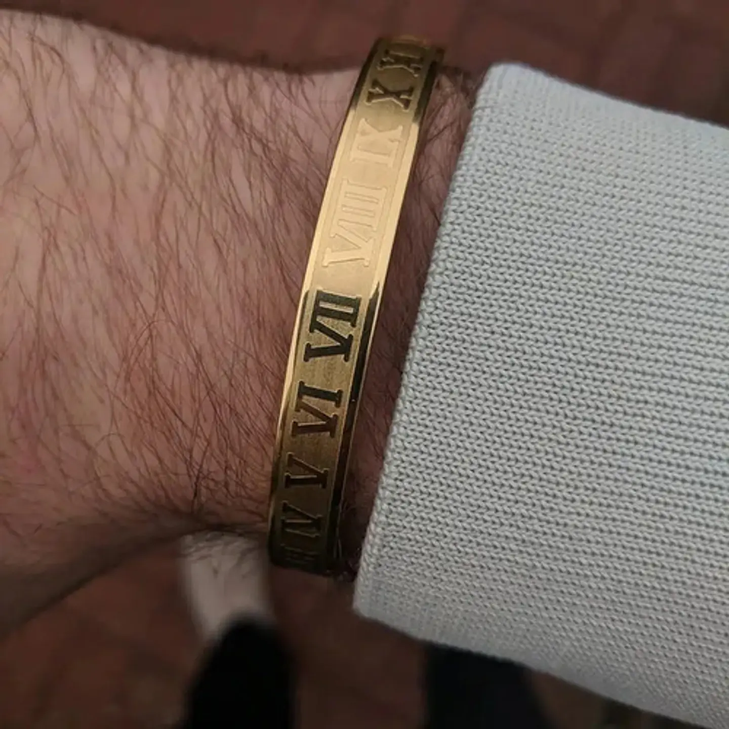 Pulsera Brazalete Acero Inoxidable Números Romanos Hombre 2