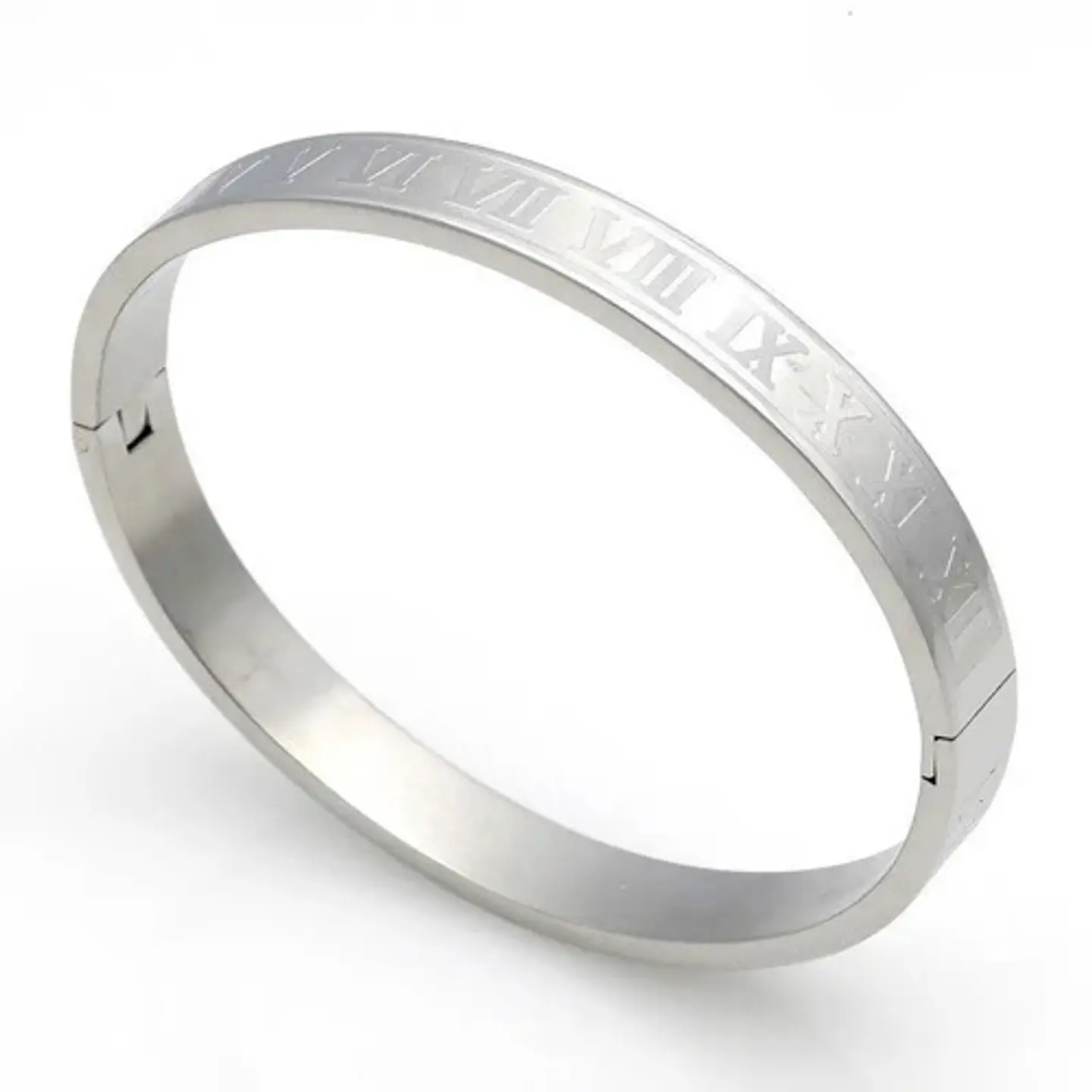 Pulsera Brazalete Acero Inoxidable Números Romanos Hombre 5
