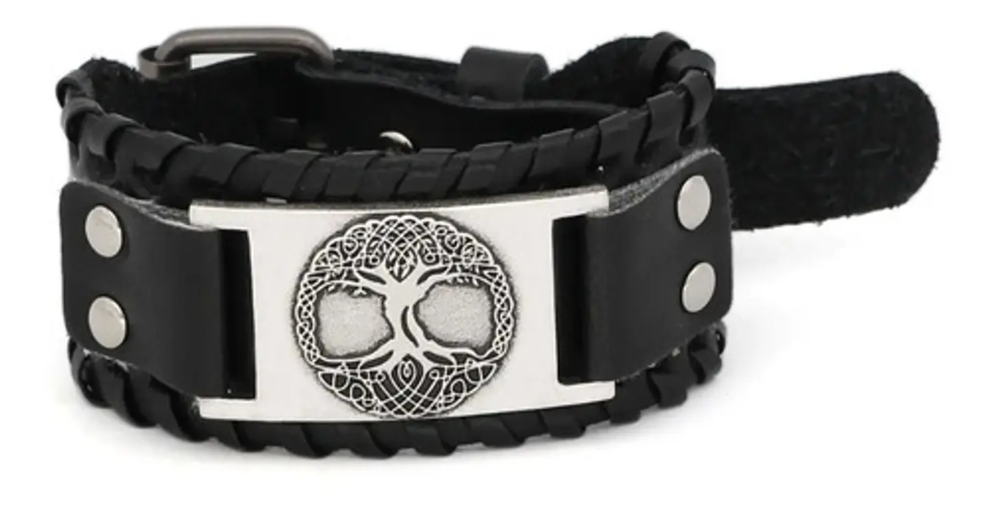Pulsera Brazalete Cuero Árbol De La Vida Vikingo Para Hombre 5