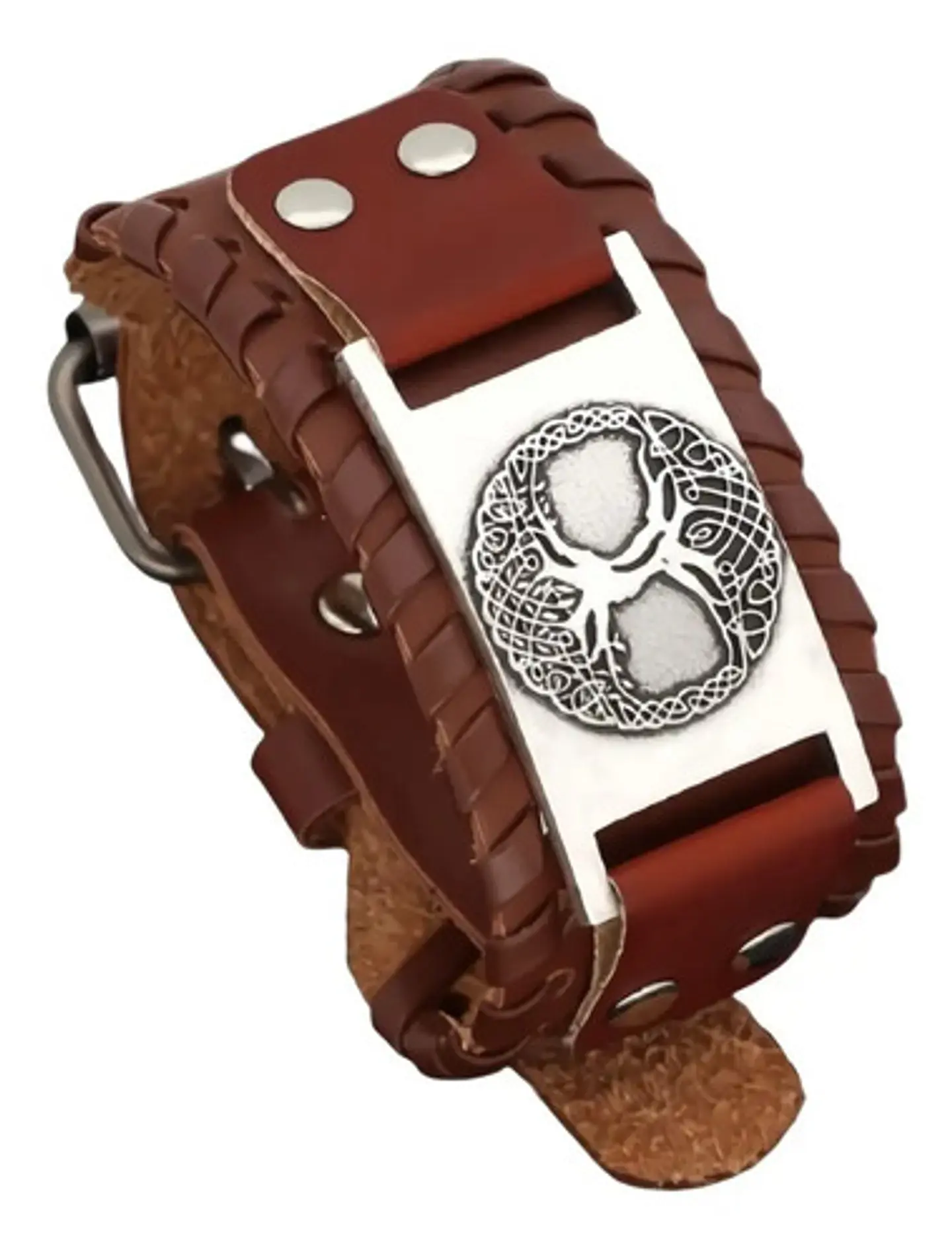 Pulsera Brazalete Cuero Árbol De La Vida Vikingo Para Hombre 6