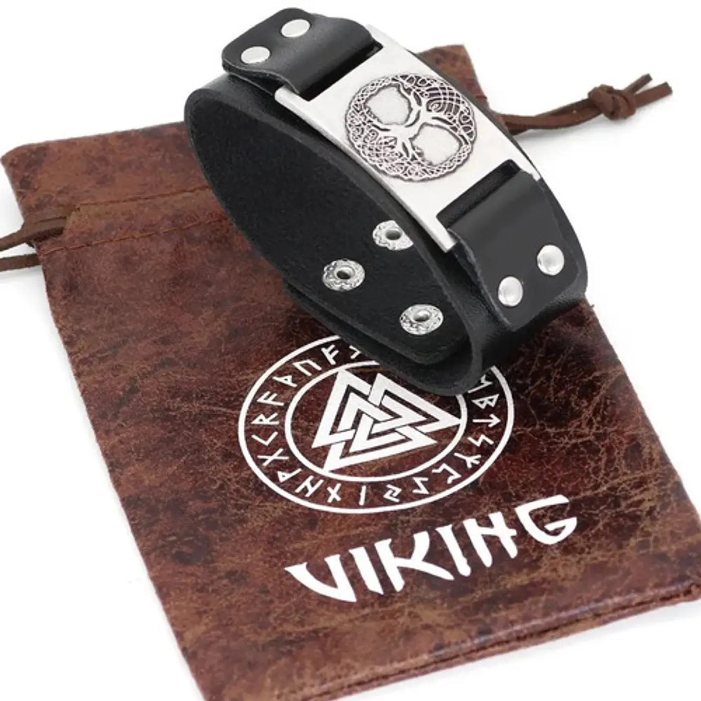 Pulsera Brazalete Cuero Árbol De La Vida Vikingo Para Hombre 14