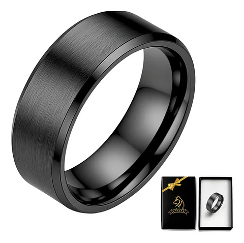 Anillo Argolla Titanio Negro Hombre Caballero Calidad Uno